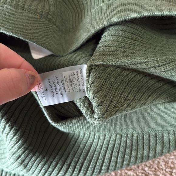 NWT Peruvian Connection Lucana Ribbed Cotton Midi Skirt in Oregano Green - Picture 8 of 10